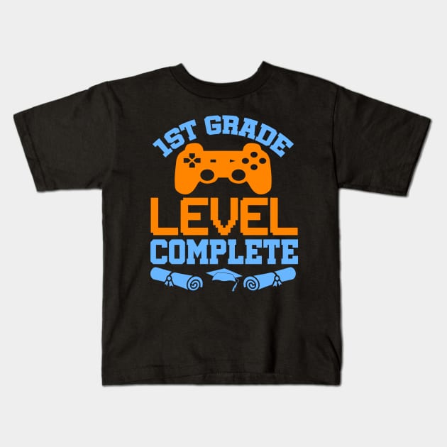 1st Grade Level Complete Video Gamer T-Shirt Graduation Gift Kids T-Shirt by celeryprint